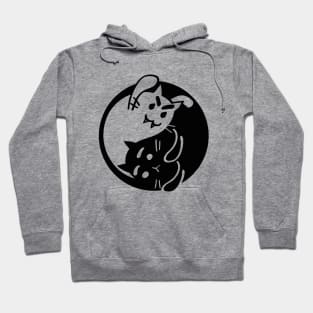 Yin yang halloween ghost and scared cats. Black and white kitten Hoodie